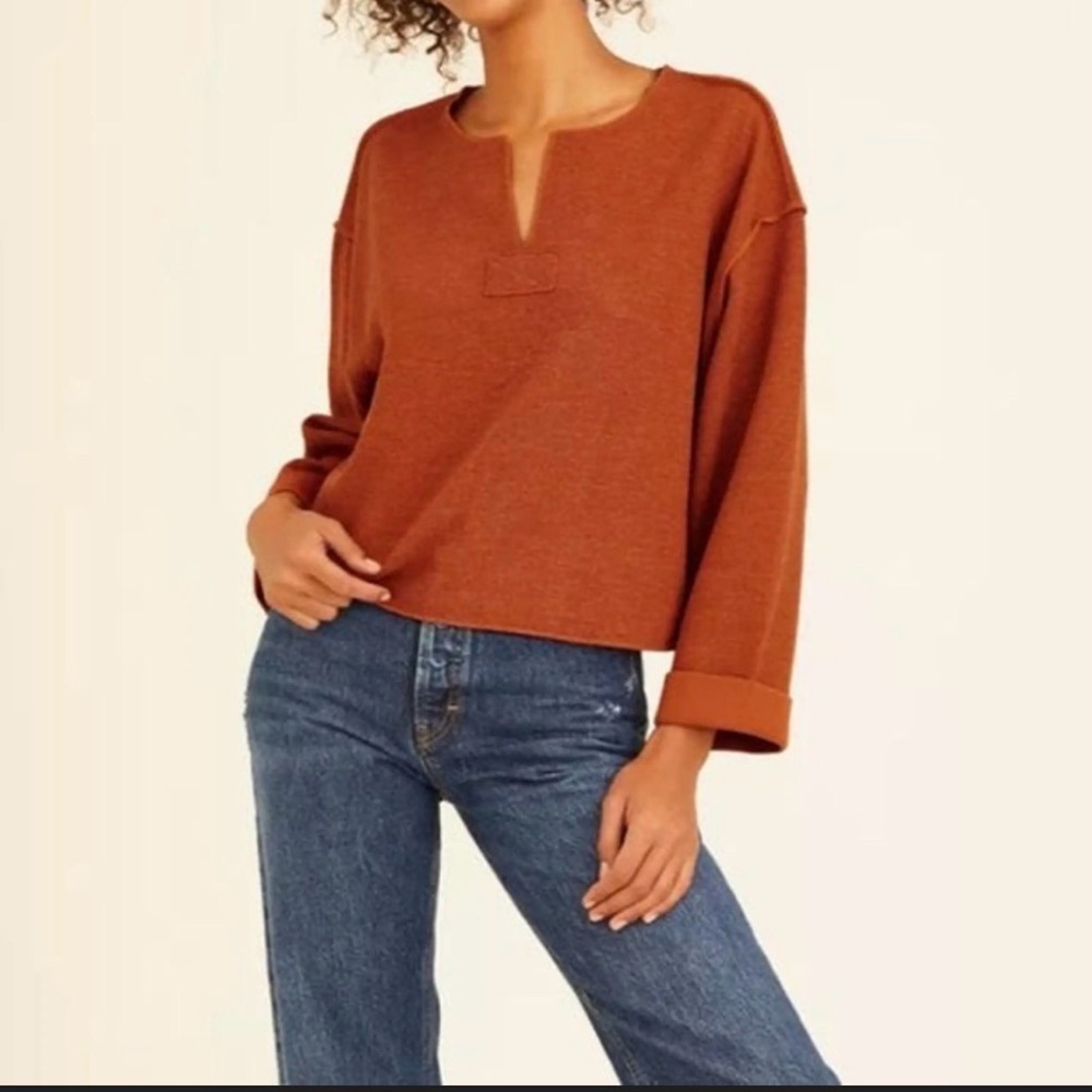 Urban Outfitters Rust Split-Neck Sweafer